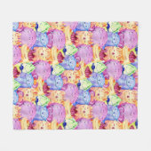 Niedliche Aquarellmonster Fleecedecke (Vorderseite (Horizontal))