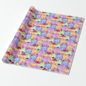 Niedliche Aquarellmonster Geschenkpapier (Ungerollt)