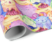Niedliche Aquarellmonster Geschenkpapier (Rolleneckpunkt)