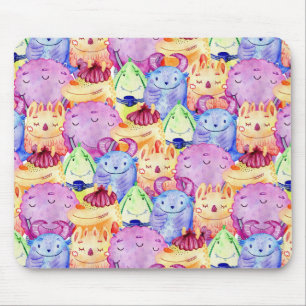 Niedliche Aquarellmonster Mousepad