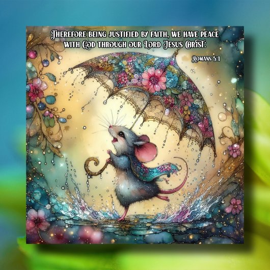 Niedliche Aquarellmouse Regenschirm Osterfest Feiertagskarte