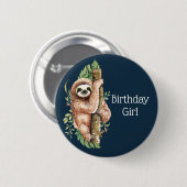 Niedliche Aquarellmühle Geburtstagsmädchen Button (Vorne & Hinten)