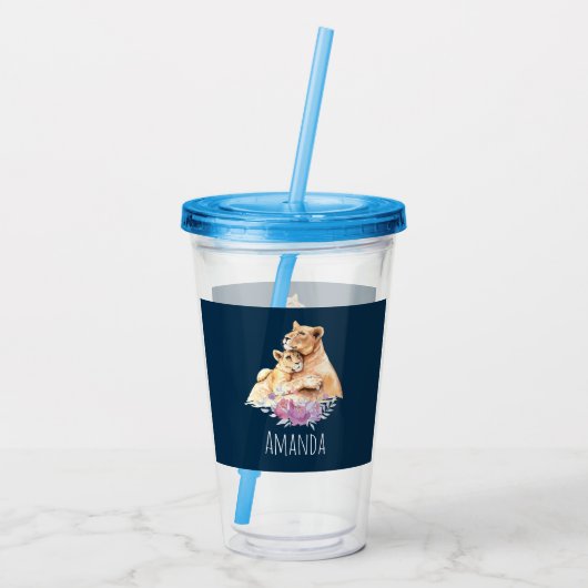 Niedliche Aquarellmütter Acryltrinkbecher (Rückseite)