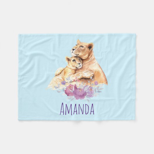 Niedliche Aquarellmütter Fleecedecke (Vorderseite (Horizontal))