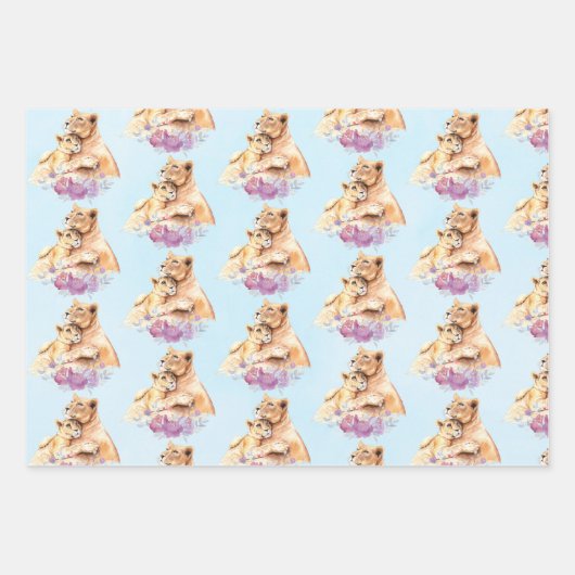 Niedliche Aquarellmütter Geschenkpapier Set (Vorderseite)