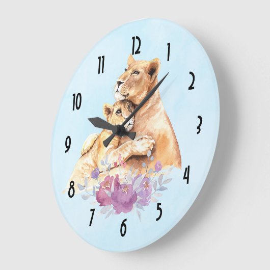 Niedliche Aquarellmütter Große Wanduhr (Winkel)