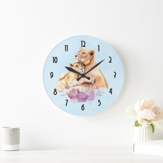 Niedliche Aquarellmütter Große Wanduhr (Zuhause)