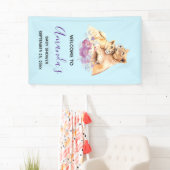 Niedliche Aquarellmütter mit Löwe- und Cub-Babydus Banner (Insitu)