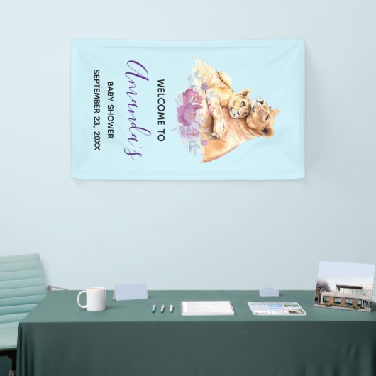 Niedliche Aquarellmütter mit Löwe- und Cub-Babydus Banner (Messeveranstaltung)