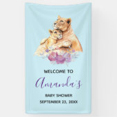 Niedliche Aquarellmütter mit Löwe- und Cub-Babydus Banner (Vertikal)