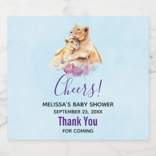 Niedliche Aquarellmütter mit Löwe- und Cub-Babydus Bierflaschenetikett