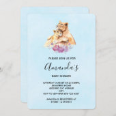 Niedliche Aquarellmütter mit Löwe- und Cub-Babydus Einladung (Vorne/Hinten)
