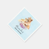 Niedliche Aquarellmütter mit Löwe- und Cub-Babydus Serviette (Ecke)