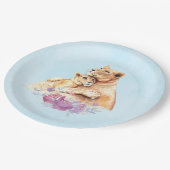 Niedliche Aquarellmütter Pappteller (Schrägansicht)