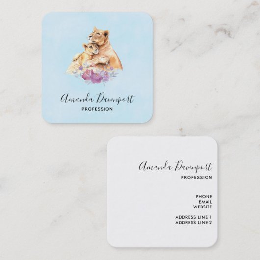 Niedliche Aquarellmütter Quadratische Visitenkarte (Vorne/Hinten)