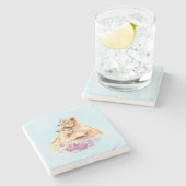 Niedliche Aquarellmütter Steinuntersetzer (Seitenansicht)