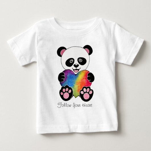 Niedliche Aquarellpanda mit Regenbogenherz Baby T-shirt (Vorderseite)