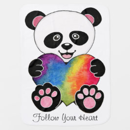 Niedliche Aquarellpanda mit Regenbogenherz Babydecke