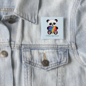 Niedliche Aquarellpanda mit Regenbogenherz Button (Beispiel)