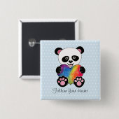 Niedliche Aquarellpanda mit Regenbogenherz Button (Vorne & Hinten)