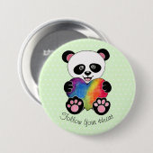 Niedliche Aquarellpanda mit Regenbogenherz Button (Vorne & Hinten)