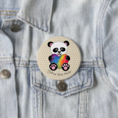 Niedliche Aquarellpanda mit Regenbogenherz Button (Beispiel)
