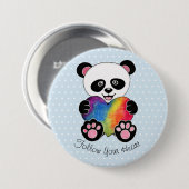 Niedliche Aquarellpanda mit Regenbogenherz Button (Vorne & Hinten)