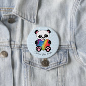 Niedliche Aquarellpanda mit Regenbogenherz Button (Beispiel)