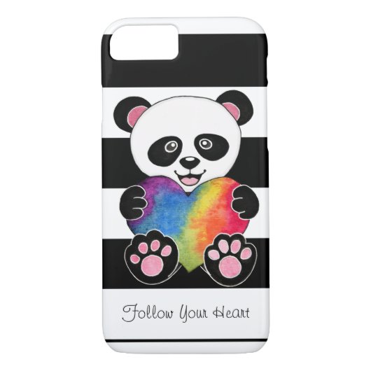 Niedliche Aquarellpanda mit Regenbogenherz Case-Mate iPhone Hülle (Rückseite)