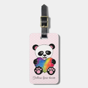 Niedliche Aquarellpanda mit Regenbogenherz Gepäckanhänger
