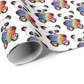 Niedliche Aquarellpanda mit Regenbogenherz Geschenkpapier (Rolleneckpunkt)
