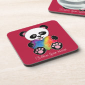 Niedliche Aquarellpanda mit Regenbogenherz Getränkeuntersetzer (Linke Seite)