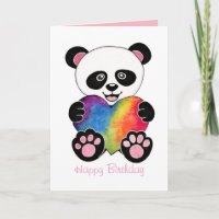 Niedliche Aquarellpanda mit Regenbogenherz