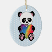 Niedliche Aquarellpanda mit Regenbogenherz Keramik Ornament (Rechts)
