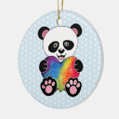 Niedliche Aquarellpanda mit Regenbogenherz Keramik Ornament (Links)