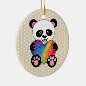 Niedliche Aquarellpanda mit Regenbogenherz Keramik Ornament (Rechts)