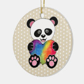 Niedliche Aquarellpanda mit Regenbogenherz Keramik Ornament (Links)