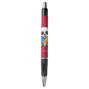 Niedliche Aquarellpanda mit Regenbogenherz Kugelschreiber