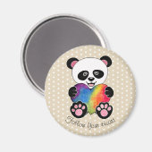 Niedliche Aquarellpanda mit Regenbogenherz Magnet (Vorderseite/Rückseite)