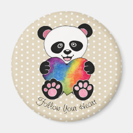 Niedliche Aquarellpanda mit Regenbogenherz Magnet