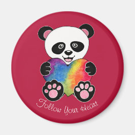 Niedliche Aquarellpanda mit Regenbogenherz Magnet