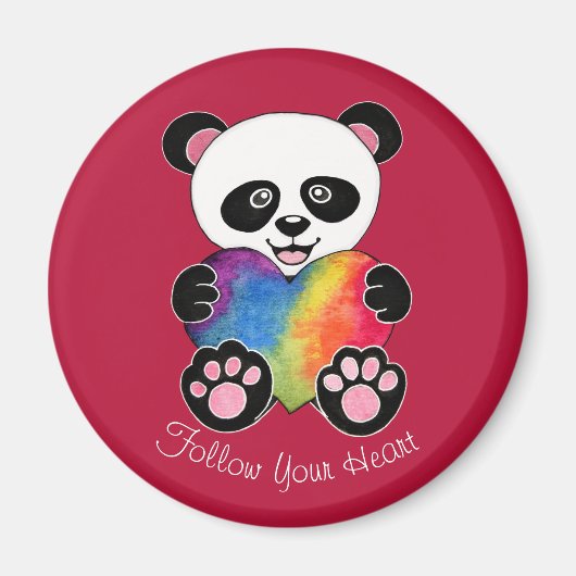 Niedliche Aquarellpanda mit Regenbogenherz Magnet (Vorne)