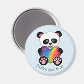 Niedliche Aquarellpanda mit Regenbogenherz Magnet (Vorderseite/Rückseite)