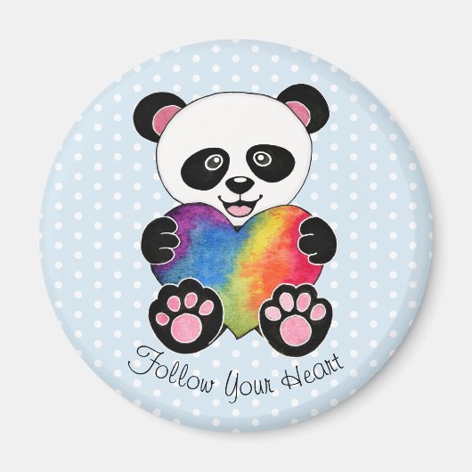 Niedliche Aquarellpanda mit Regenbogenherz Magnet (Vorne)