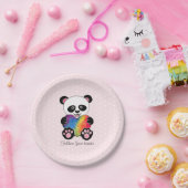 Niedliche Aquarellpanda mit Regenbogenherz Pappteller (Party)