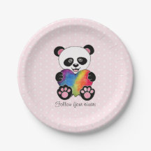 Niedliche Aquarellpanda mit Regenbogenherz