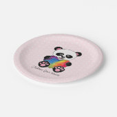 Niedliche Aquarellpanda mit Regenbogenherz Pappteller (Schrägansicht)