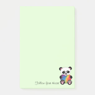 Niedliche Aquarellpanda mit Regenbogenherz Post-it Klebezettel