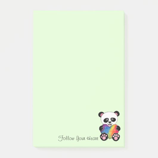 Niedliche Aquarellpanda mit Regenbogenherz Post-it Klebezettel (Vorderseite)