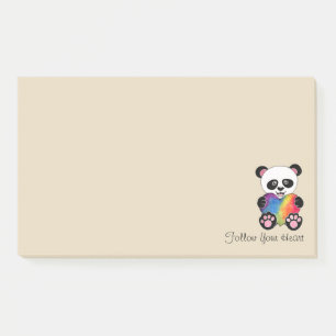 Niedliche Aquarellpanda mit Regenbogenherz Post-it Klebezettel